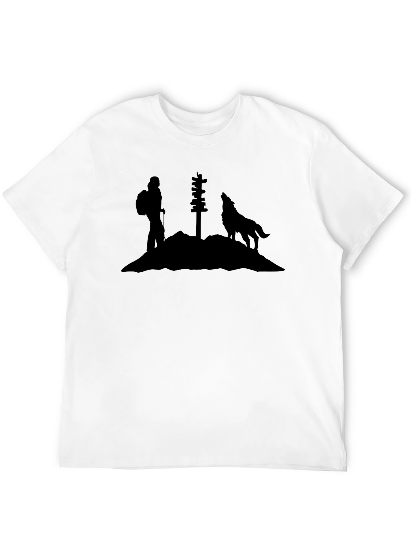 Hiking Wolf Silhouette T-Shirt - Adventure Apparel