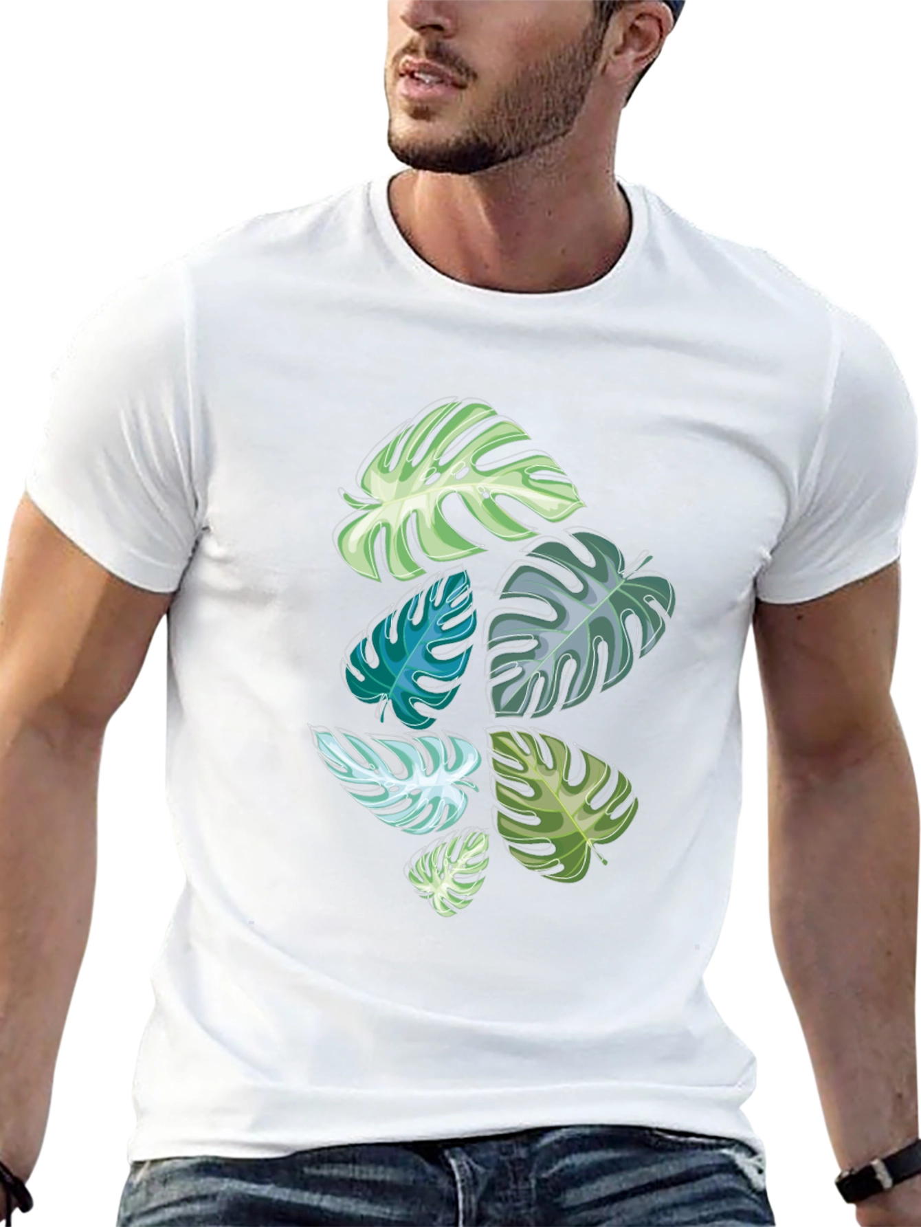 Tropical Monstera Leaf Graphic Tee