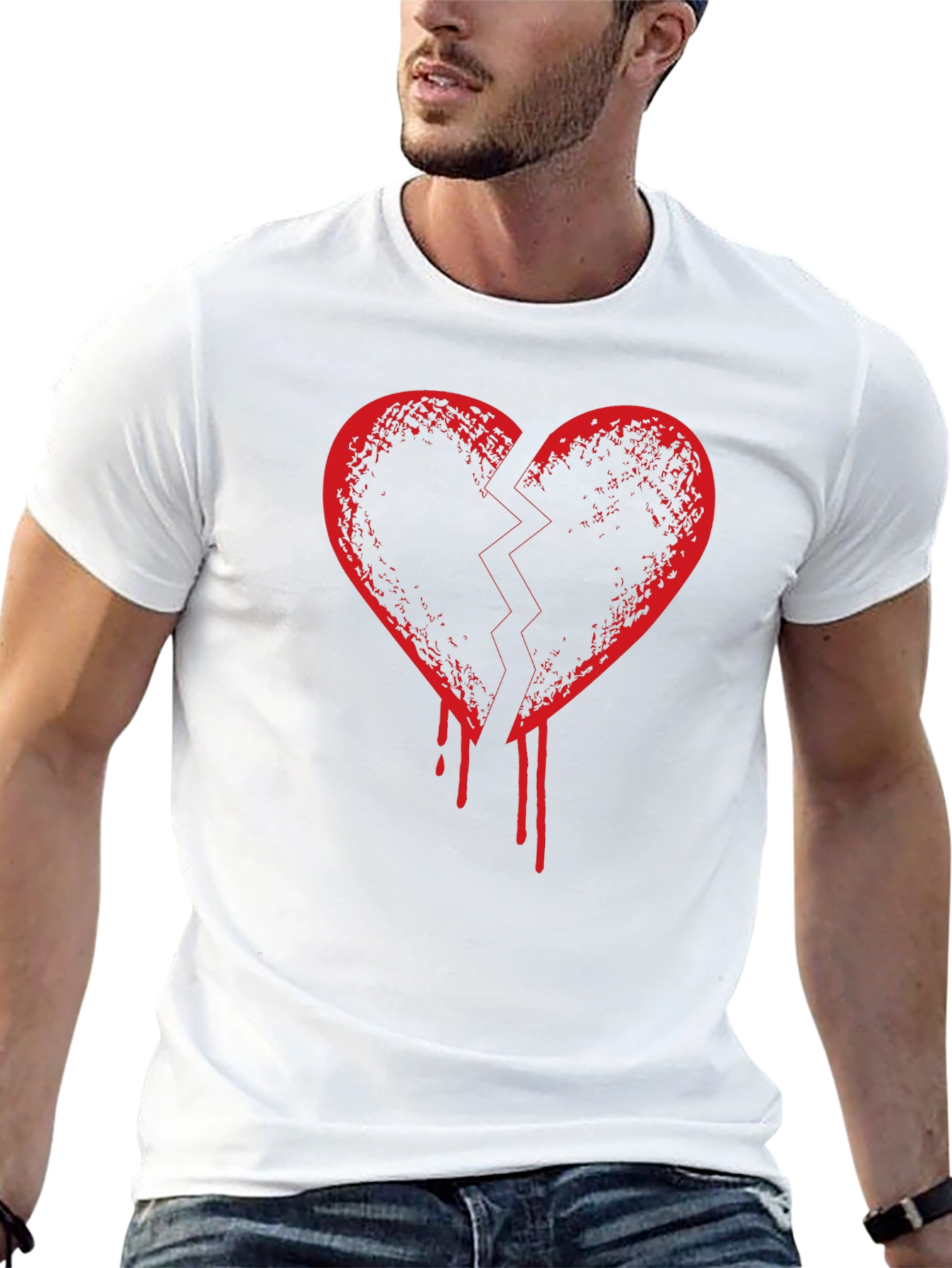 Broken Heart Graphic T-Shirt - Mens Black Tee