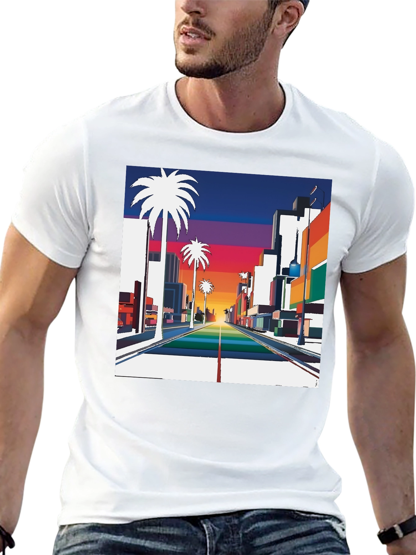 Retro Palm Tree Sunset T-Shirt