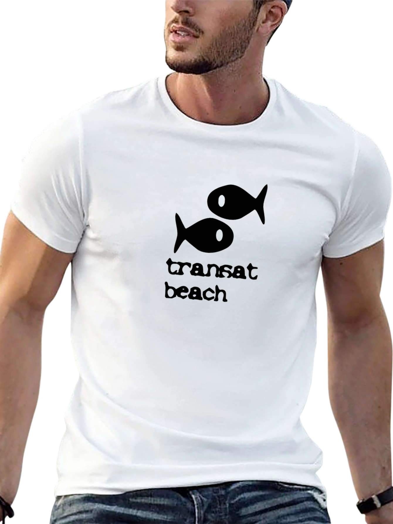 Transat Beach Graphic Tee - Black Cotton Comfort