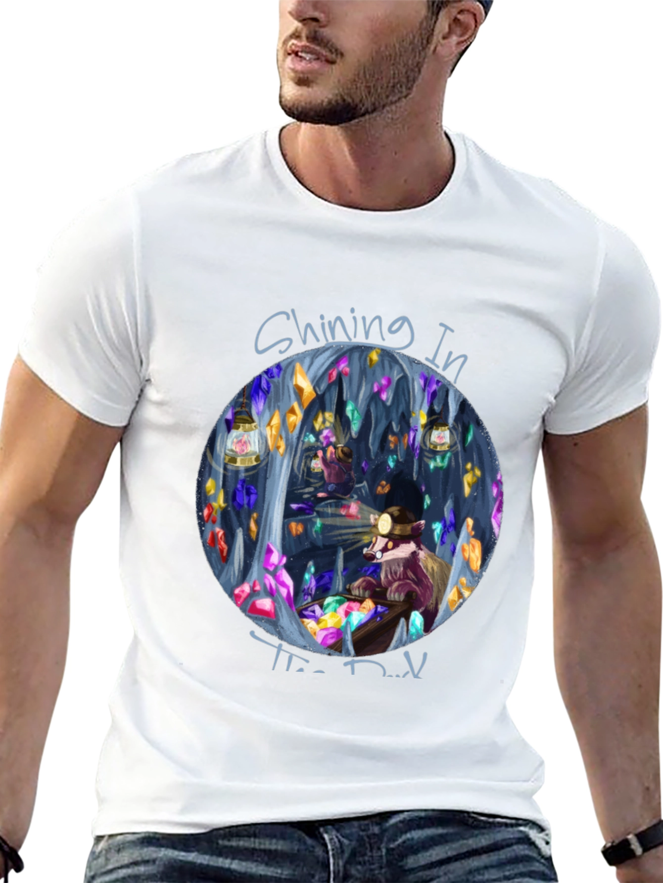 Shining in the Dark T-Shirt Miner Raccoon Design