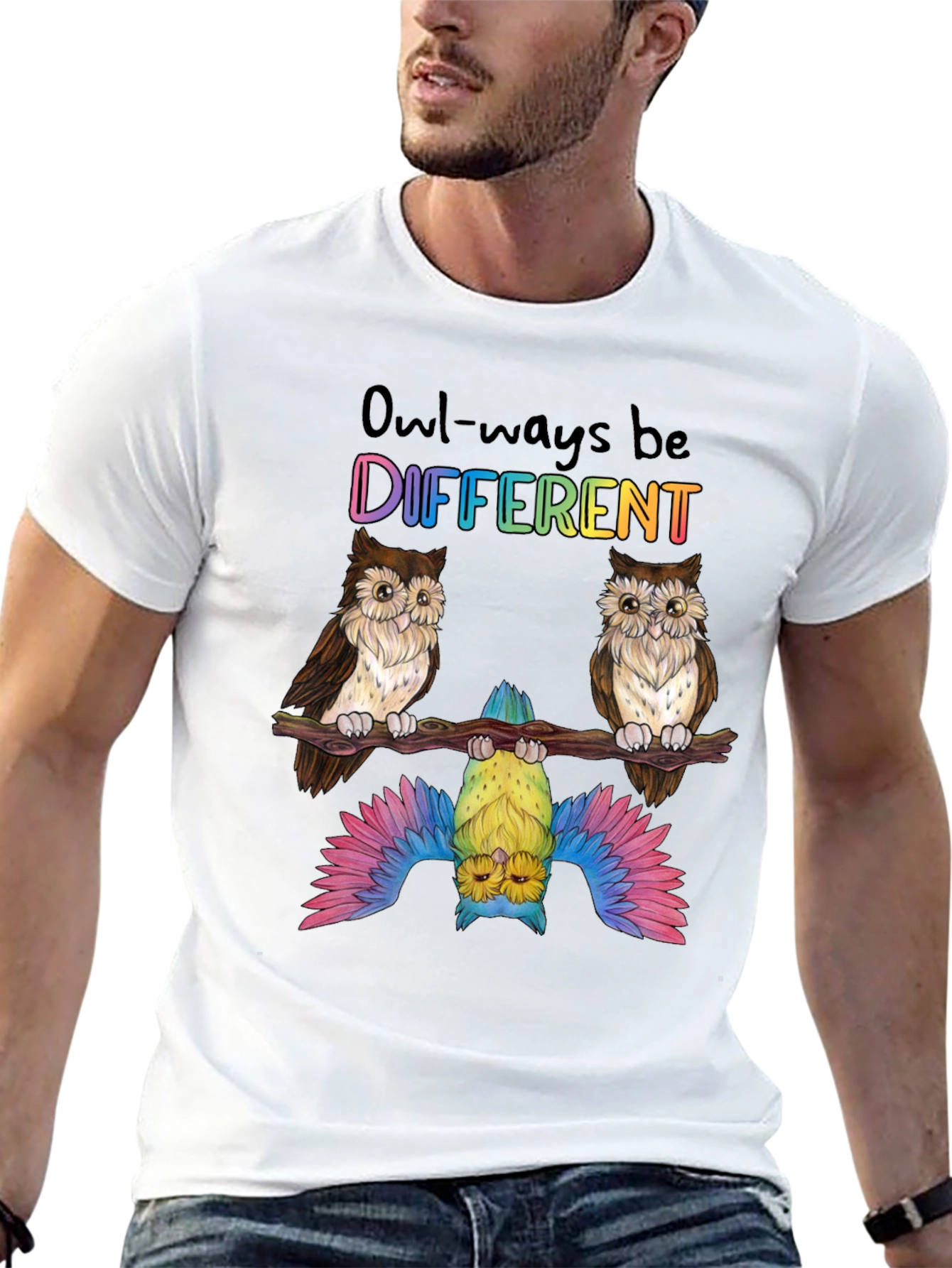 Owl-ways Be Different Graphic T-Shirt - Unique Bird Design
