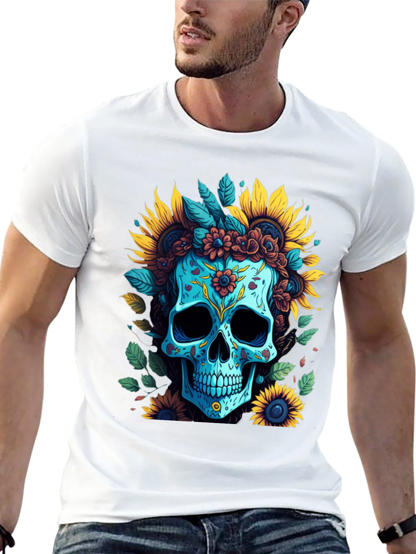 Floral Skull Graphic T-Shirt