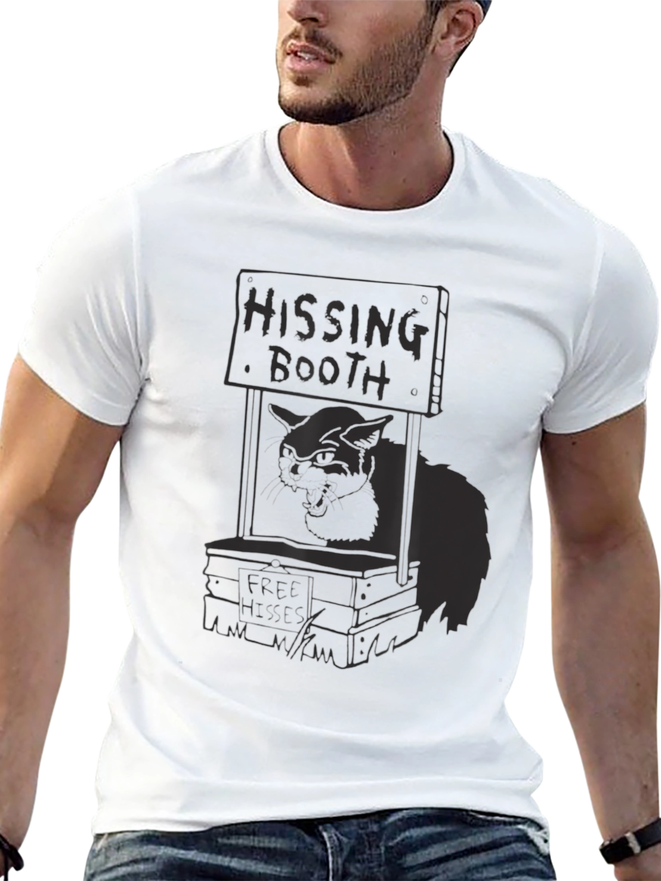 Hissing Booth Cat Graphic Tee - Black
