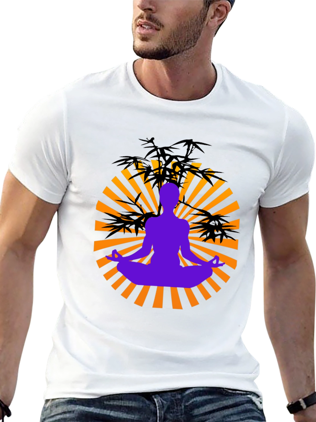 Zen Meditation Graphic Tee - Black Cotton Blend