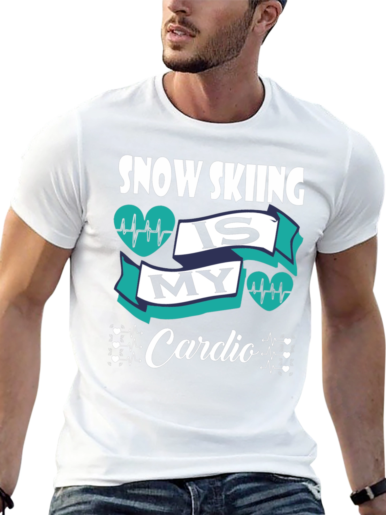 Snow Skiing Is My Cardio Graphic T-Shirt