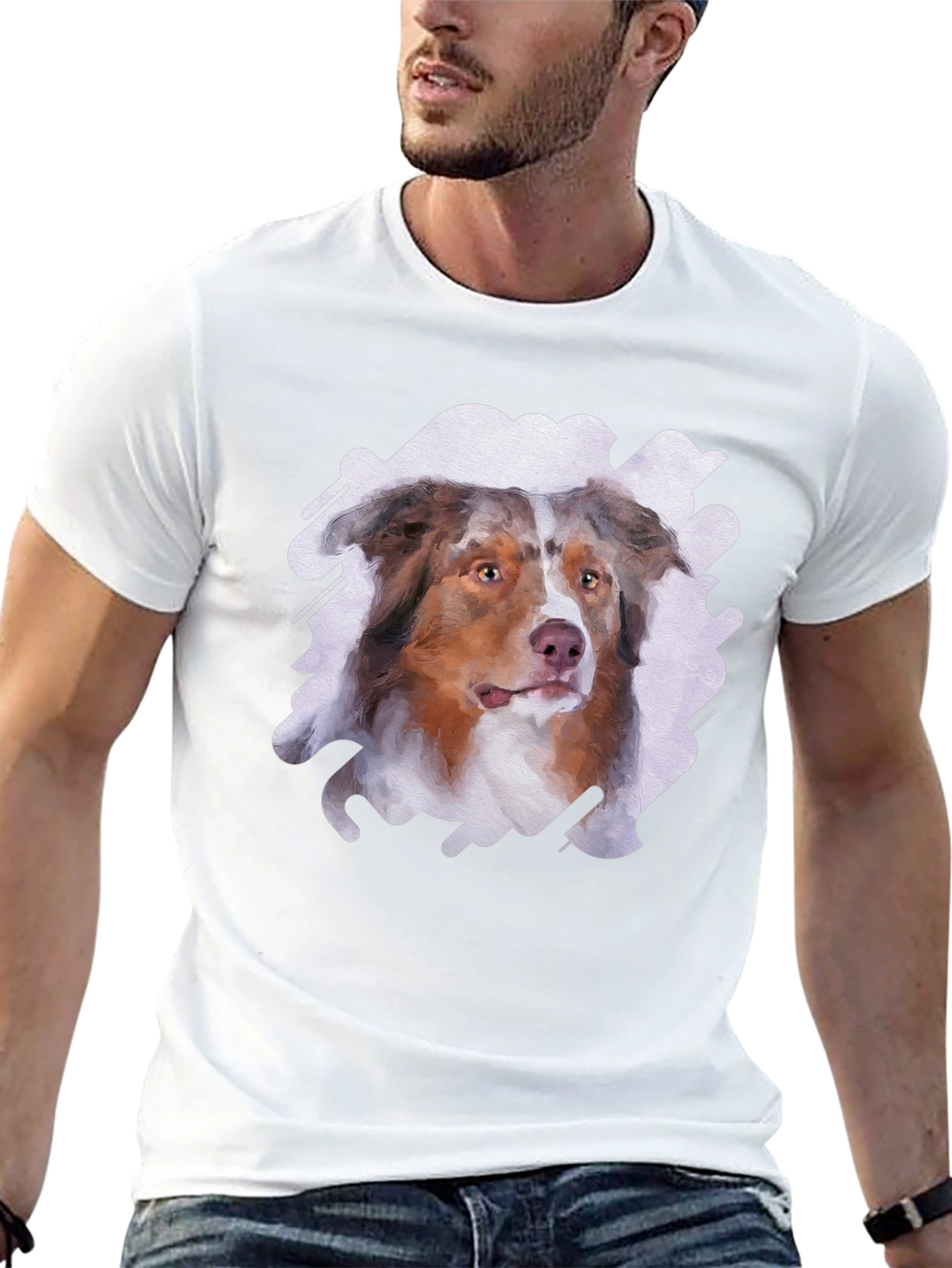 Australian Shepherd Dog Art Mens T-Shirt