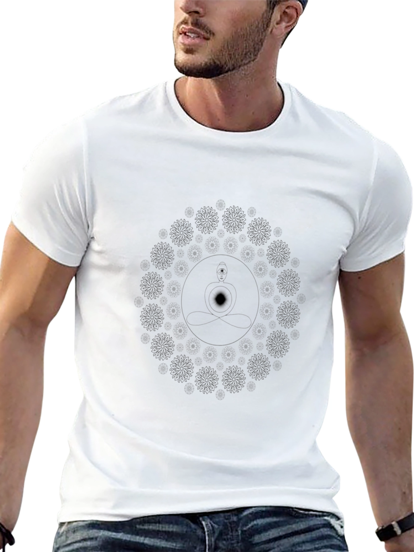 Mandala Graphic Print Crew Neck T-Shirt