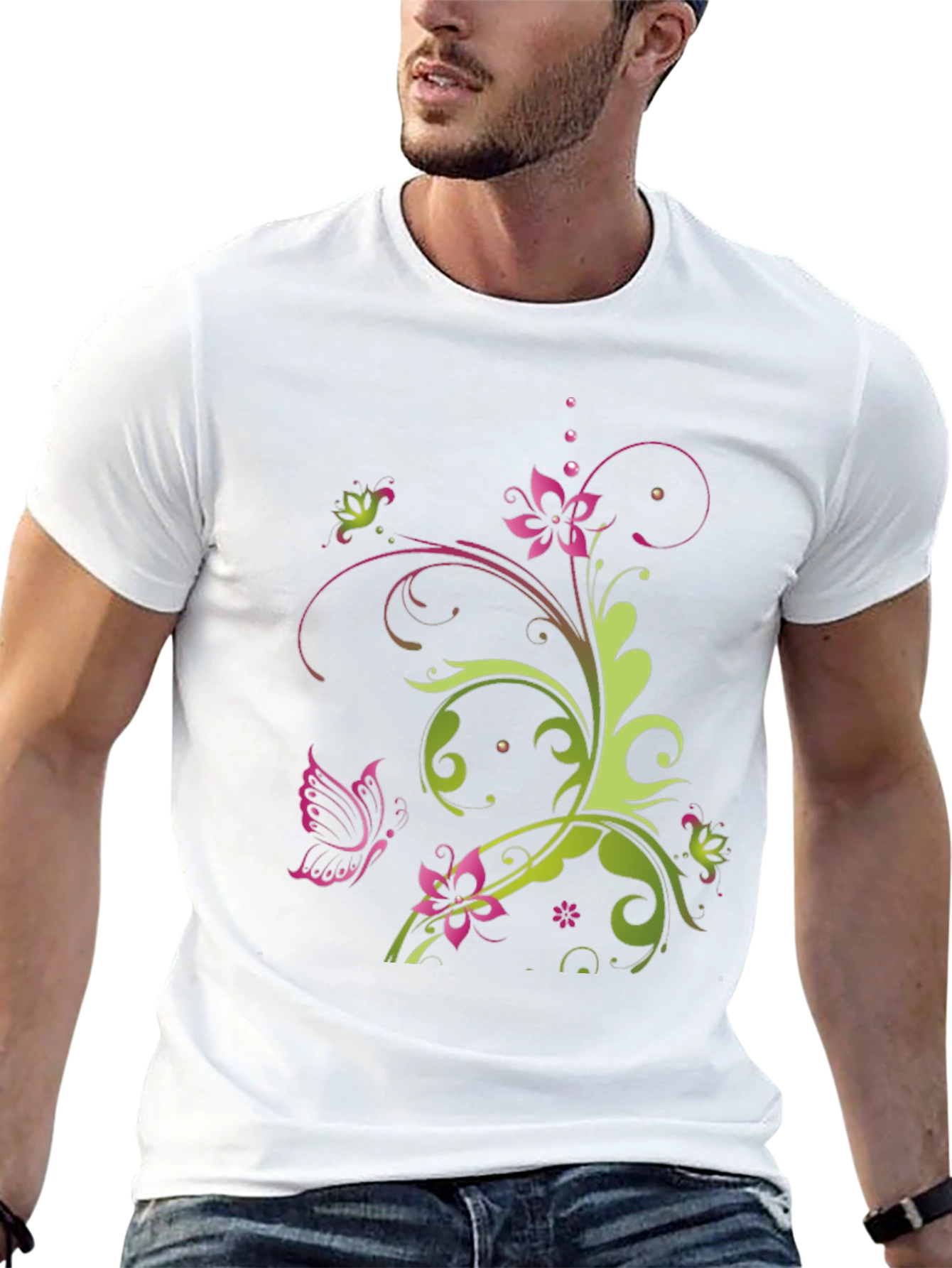 Floral Butterfly Graphic T-Shirt - Stylish Casual Wear