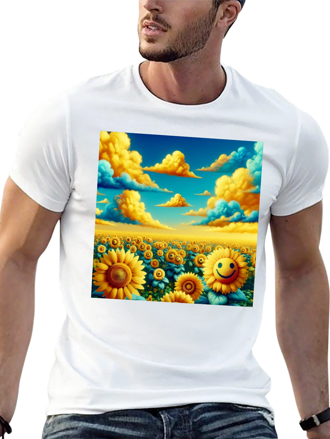 Sunflower Field Graphic Tee - Black