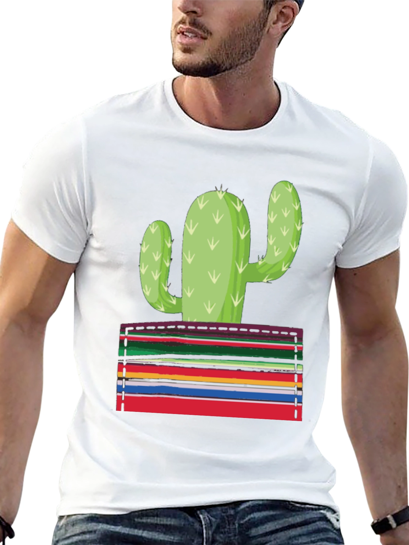 Cactus Serape Pocket Graphic T-Shirt