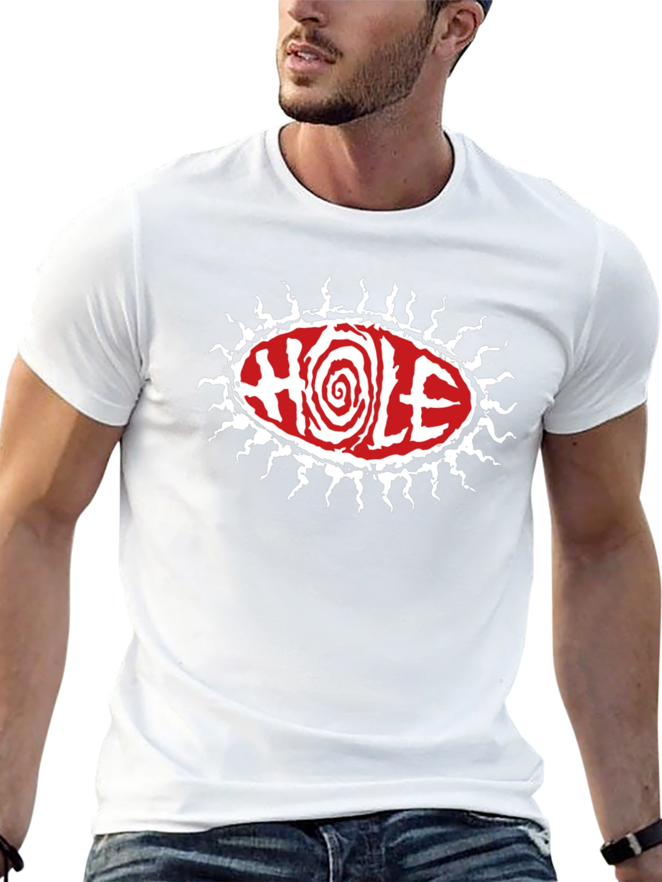 Hole Band T-Shirt - Black Graphic Tee