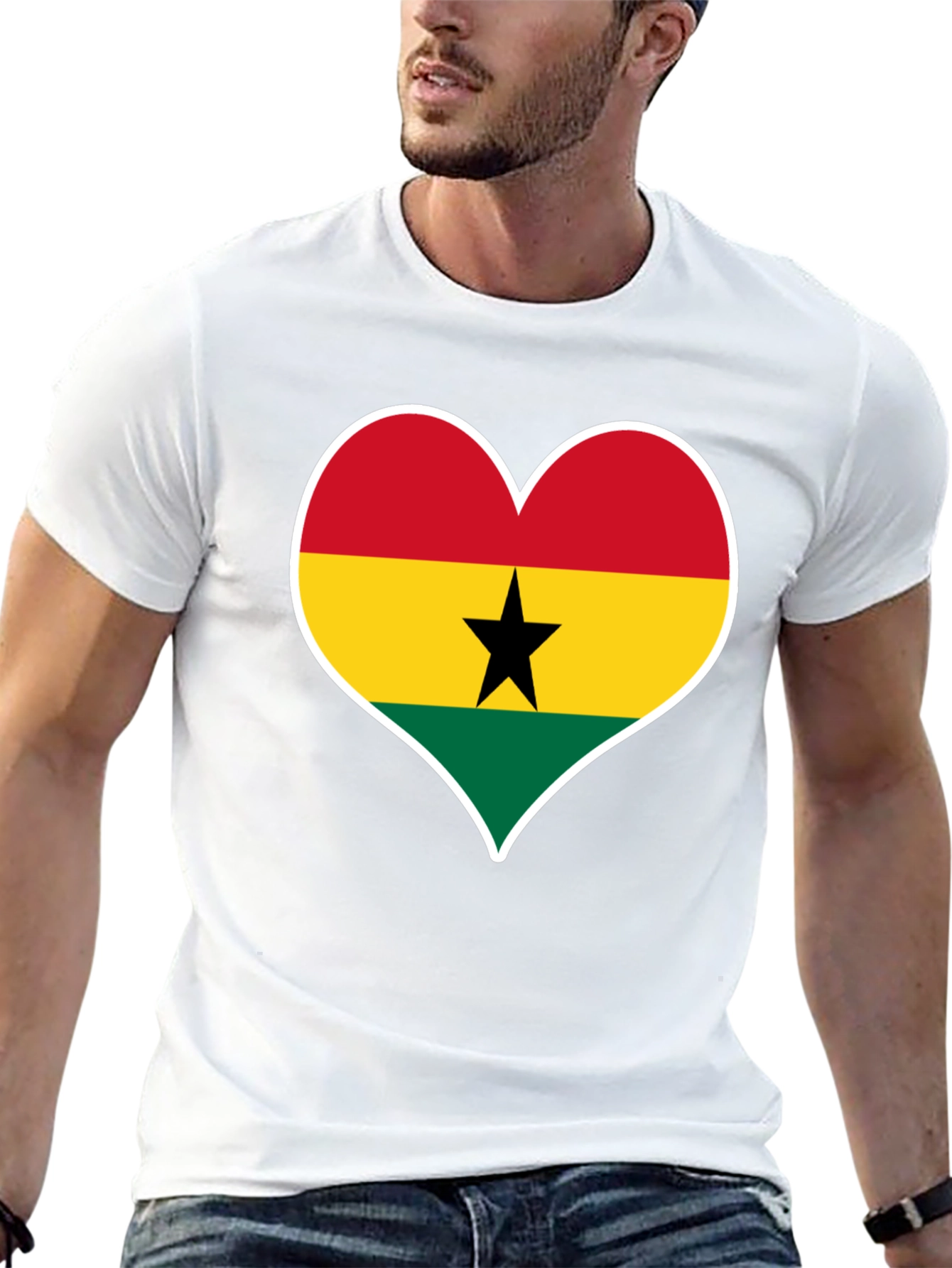 Ghana Flag Heart T-Shirt - Show Your Pride!