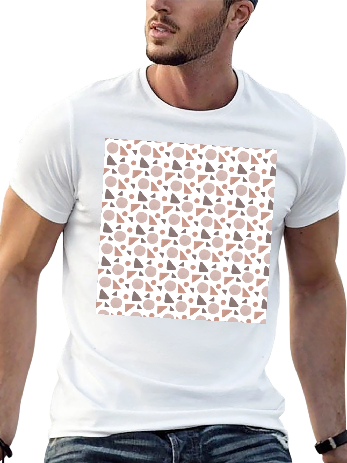 Modern Geometric Pattern Black T-Shirt