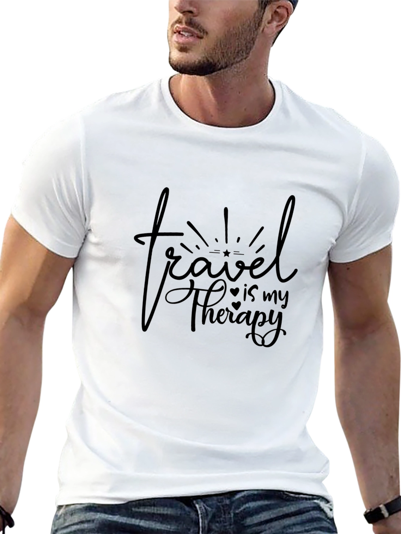 Travel is My Therapy Black Graphic Tee