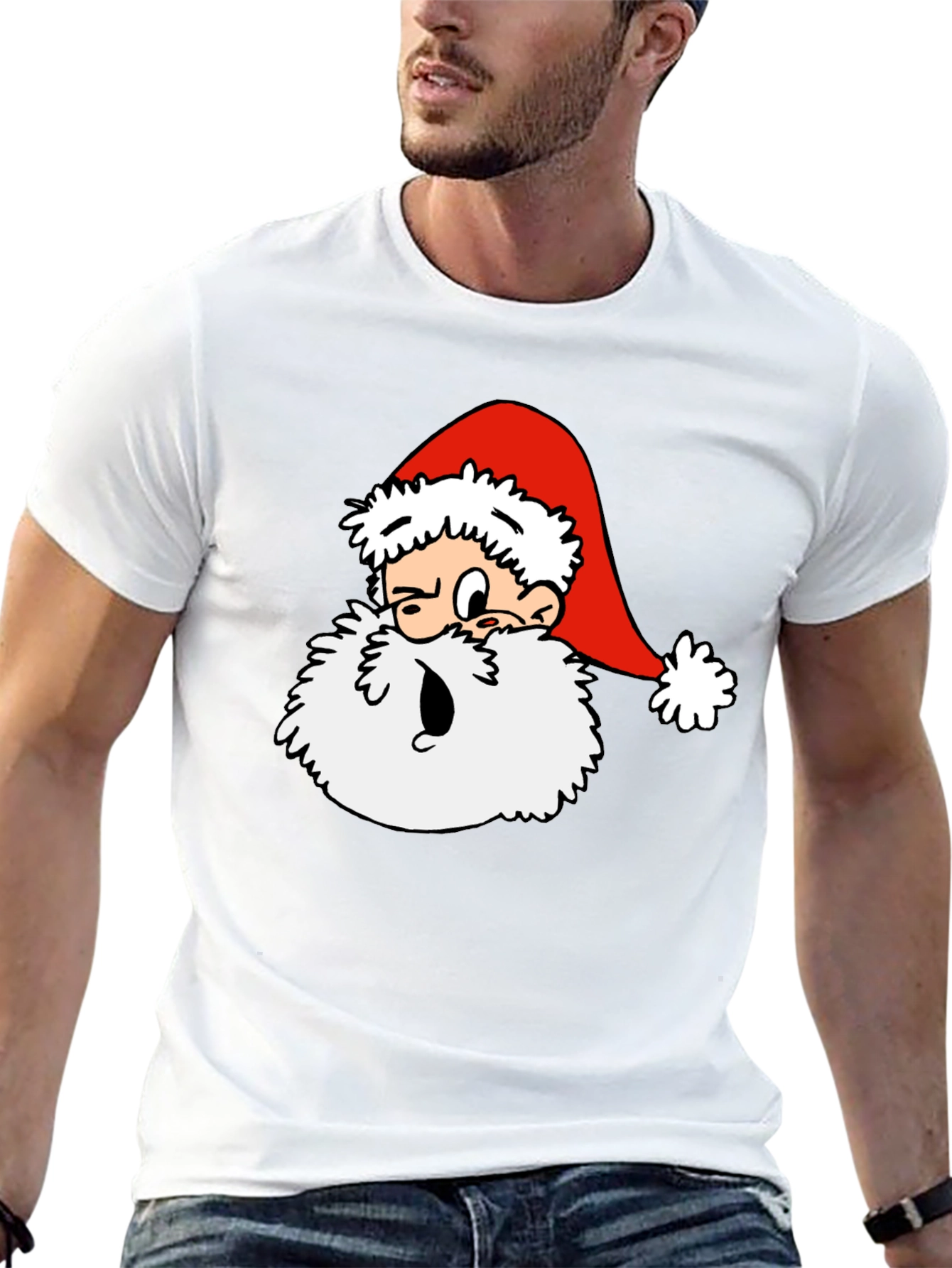 Cartoon Santa T-Shirt - Holiday Cheer