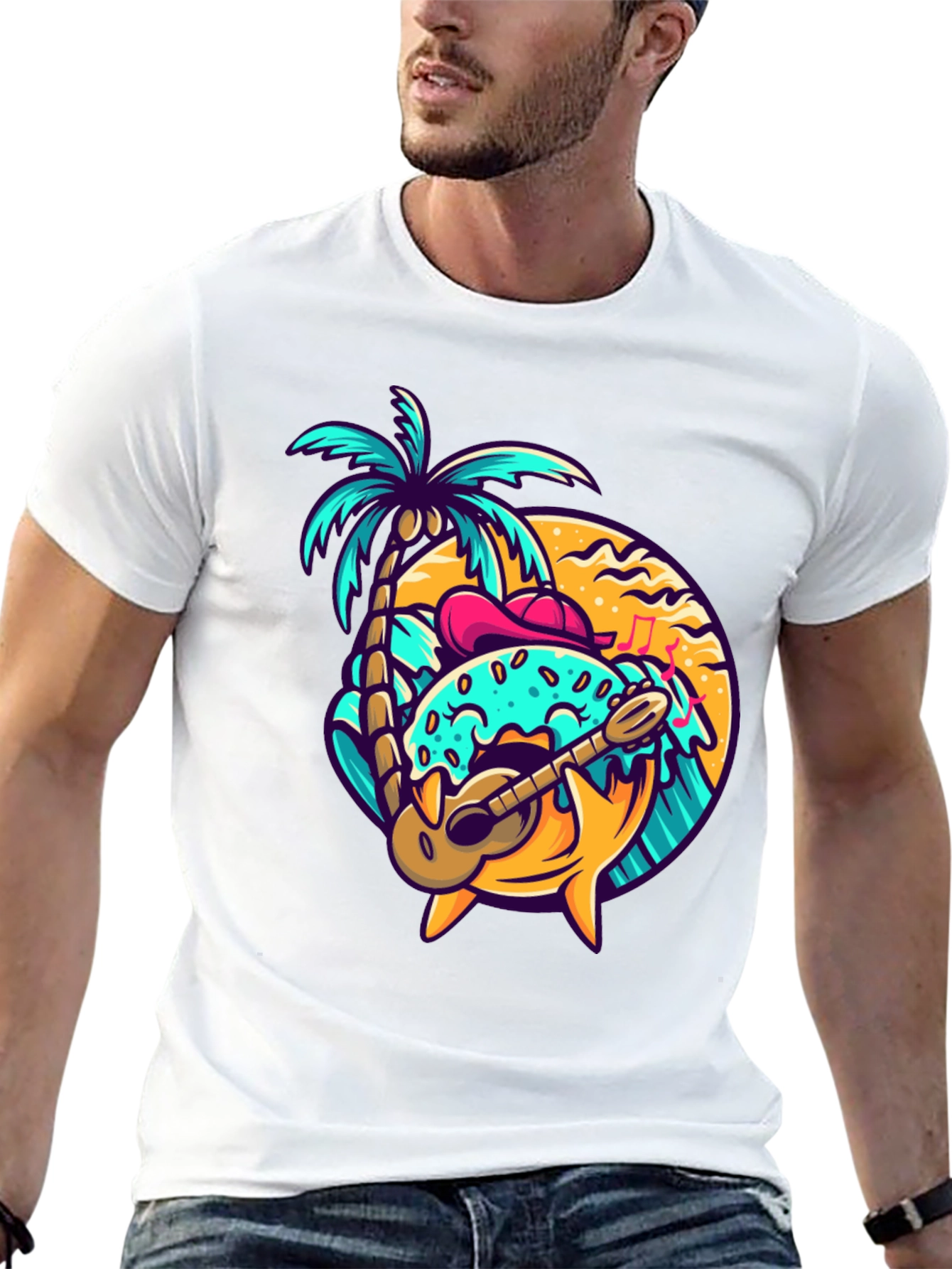 Donut Island Graphic Tee - Tropical Summer Shirt