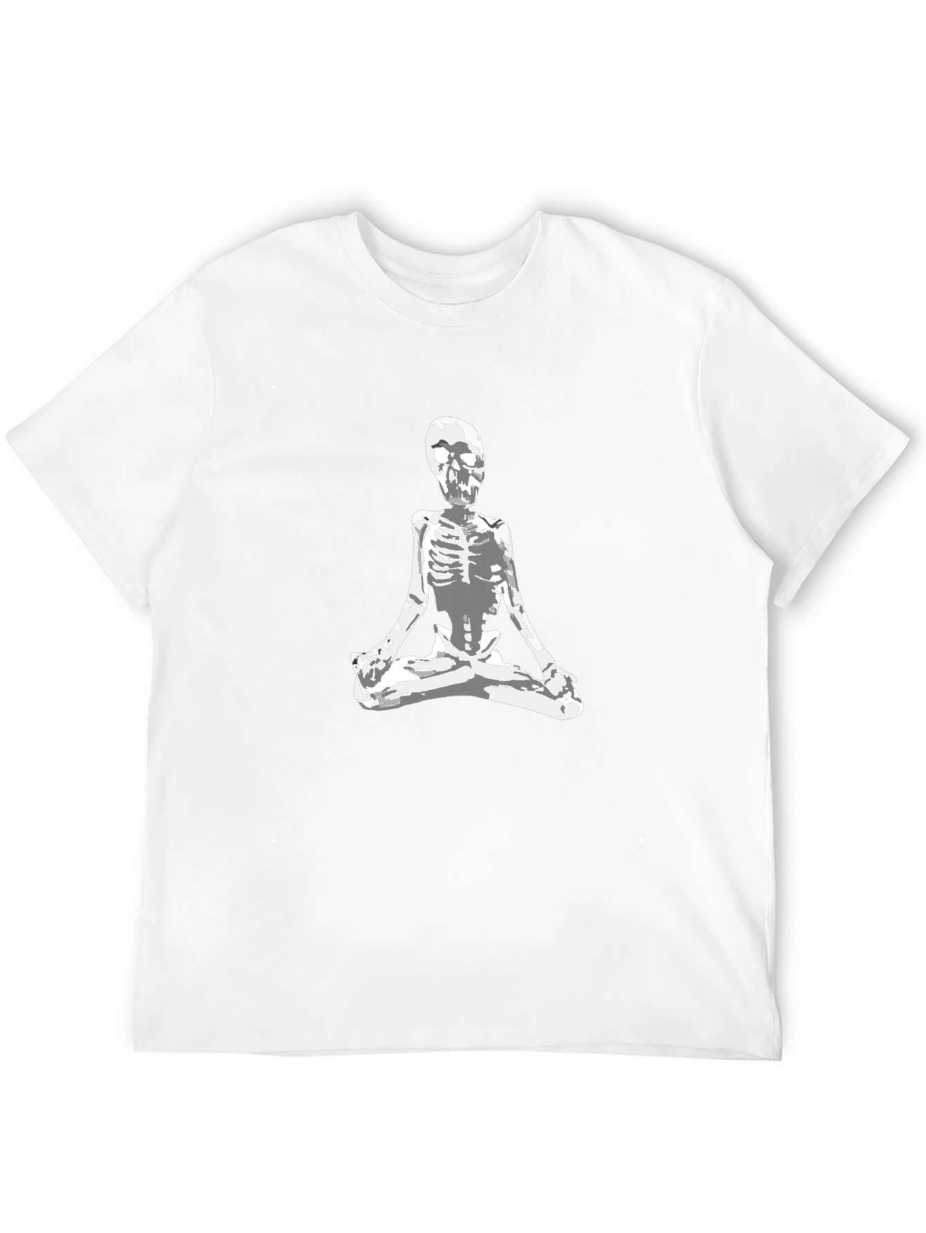 Meditating Skeleton Graphic Tee - Black Cotton Blend