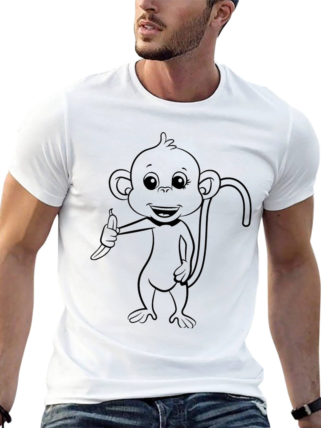 Monkey Banana Graphic Tee - Unisex Black T-Shirt