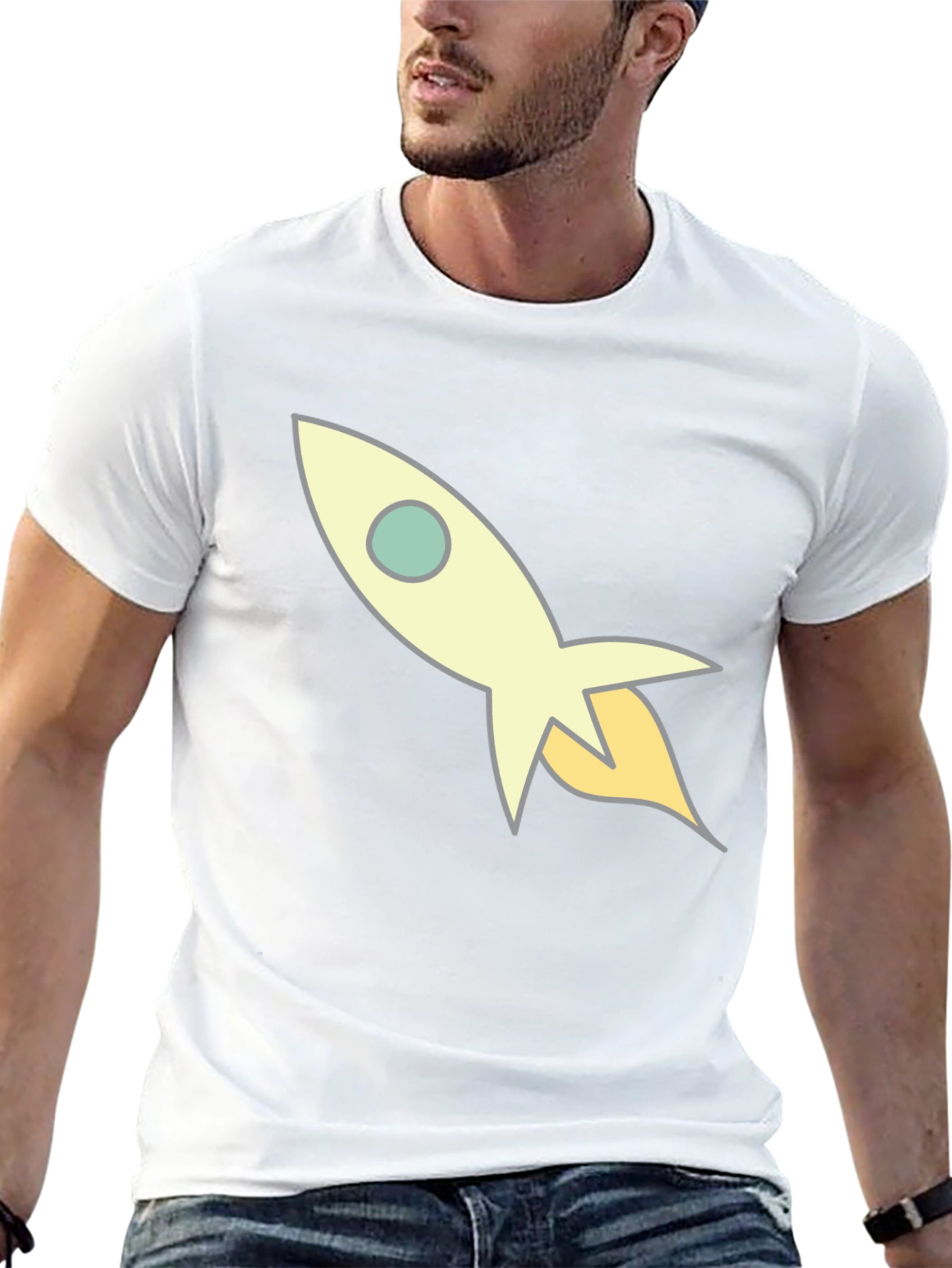 Rocket Ship Graphic Black T-Shirt