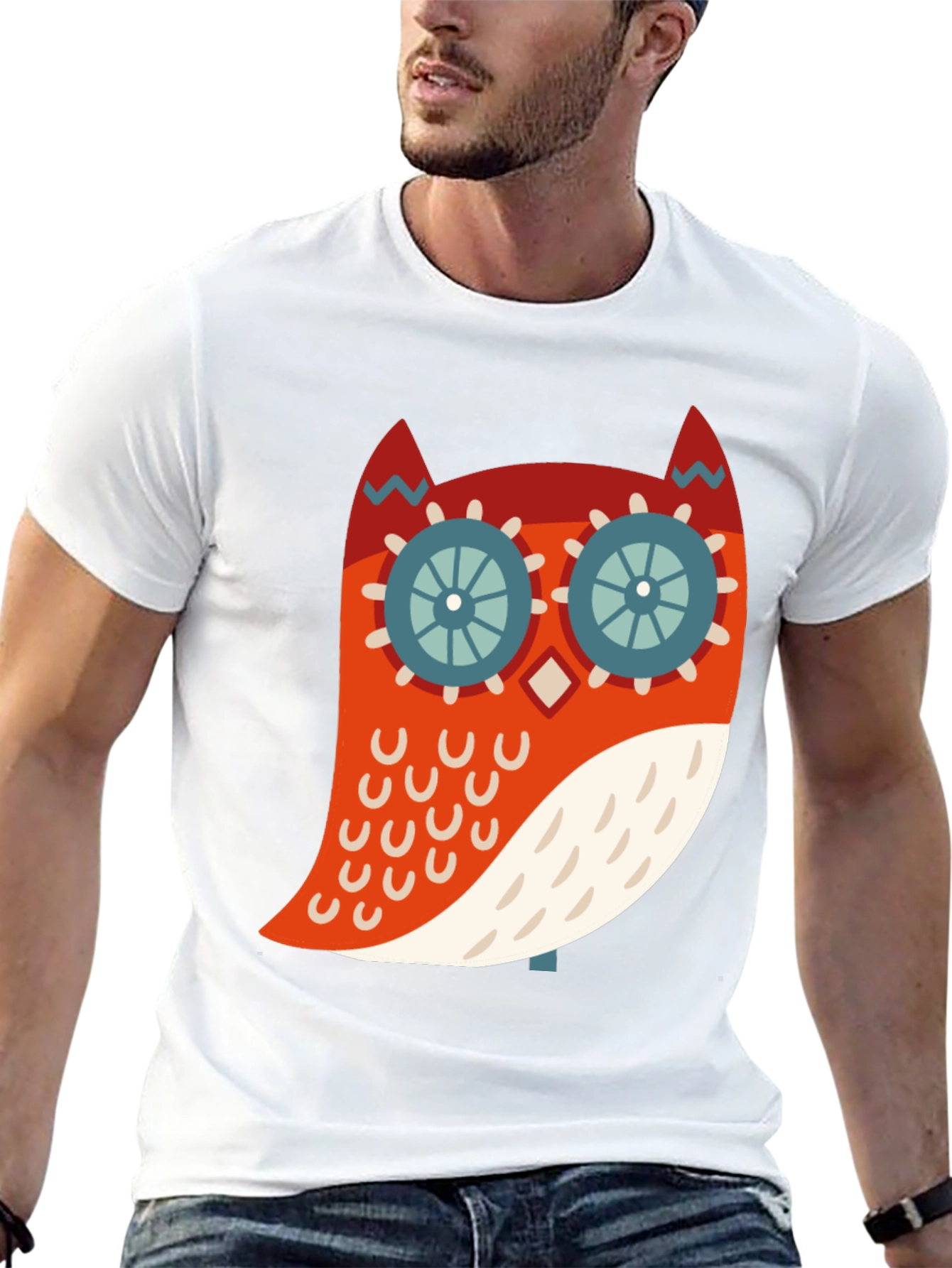 Cool Owl Graphic Print Black T-Shirt