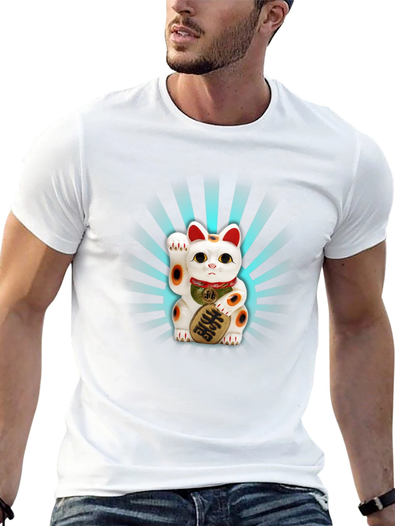 Maneki Neko Graphic Tee - Lucky Cat Design
