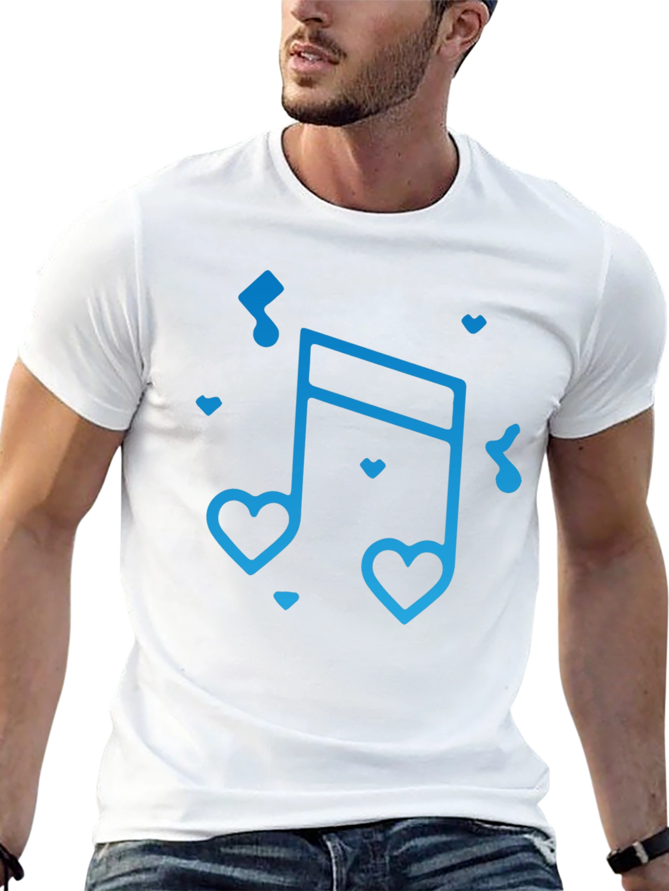 Heart Music Note Graphic Black T-Shirt