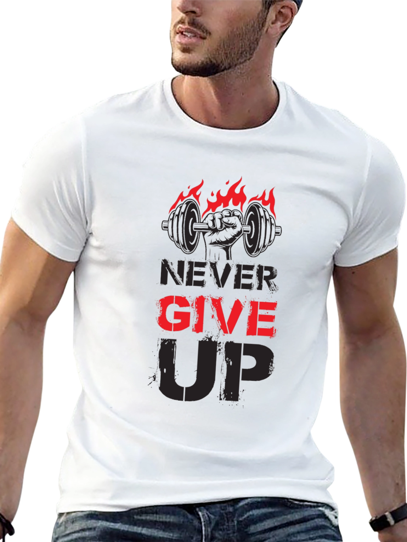 Never Give Up Gym T-Shirt - Fitness Motivation