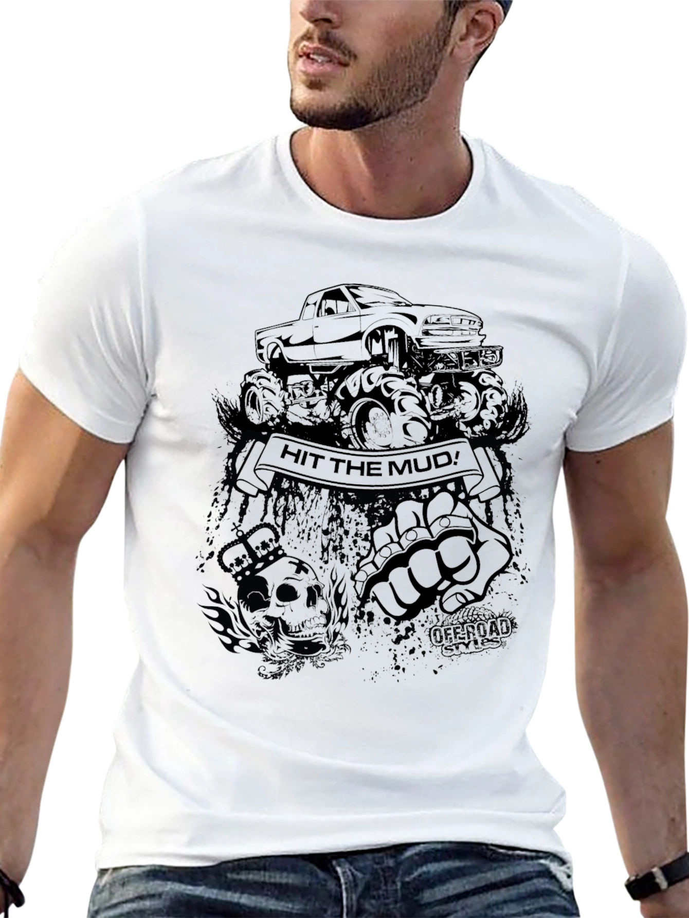 Hit the Mud Black Graphic T-Shirt