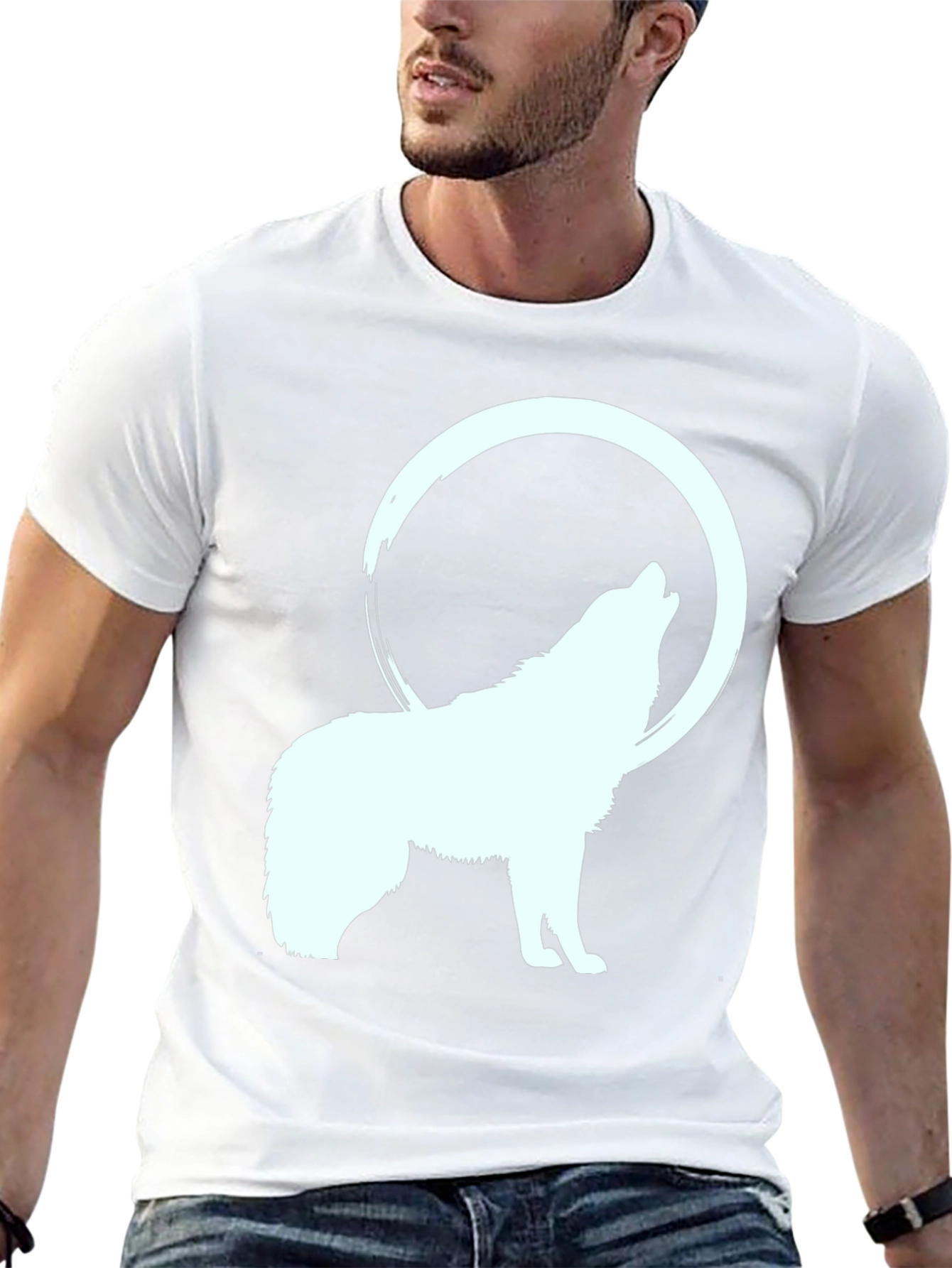 Wolf Howling at Moon Graphic Tee - Black