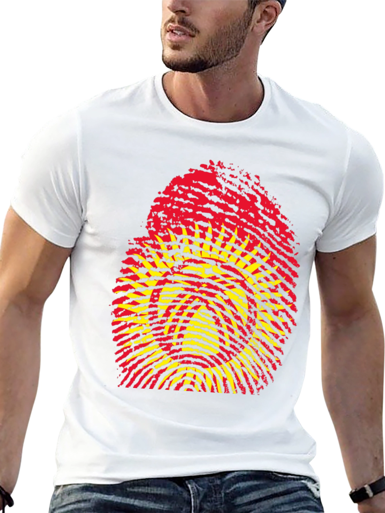 Kyrgyzstan Flag Fingerprint T-Shirt