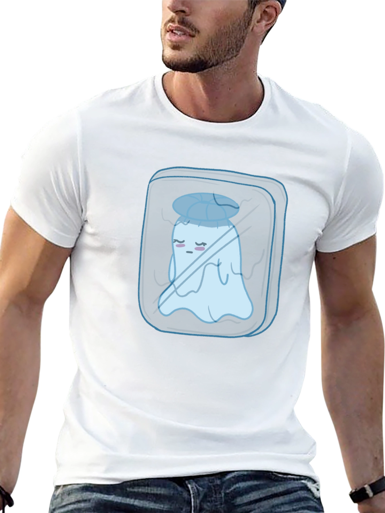Cool Ghost Tee - Black Cotton Graphic T-Shirt