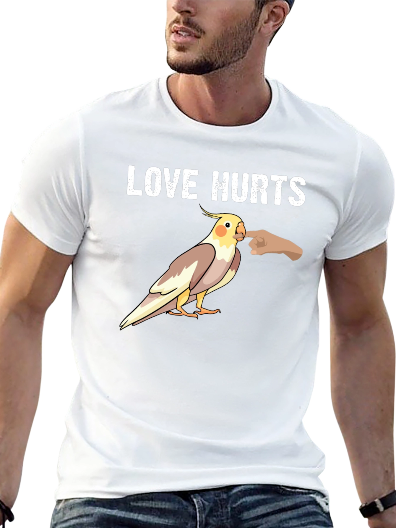 Love Hurts Cockatiel T-Shirt - Bird Lover Tee