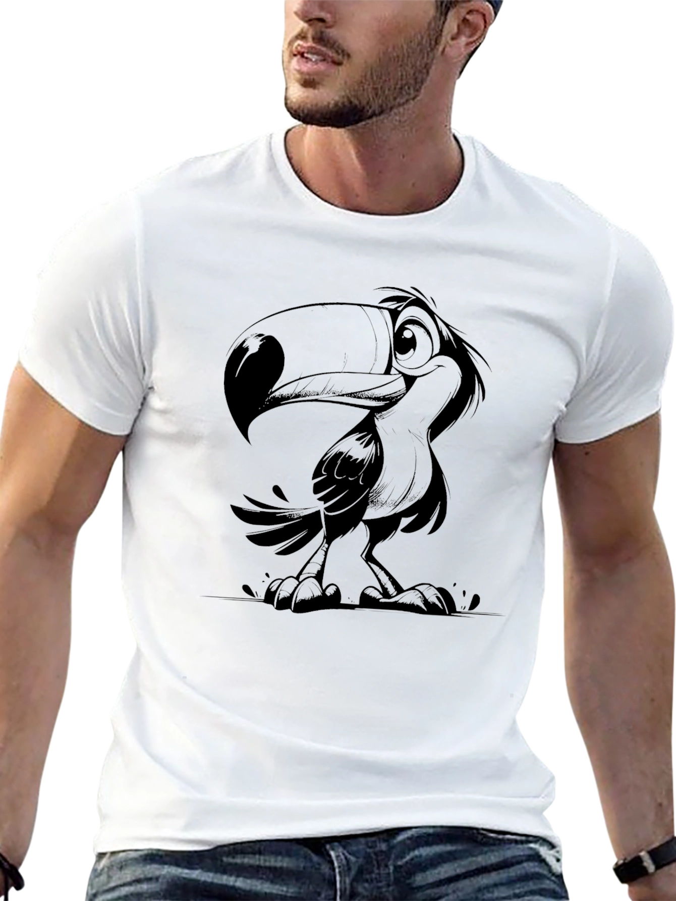 Toucan Graphic Print Black T-Shirt