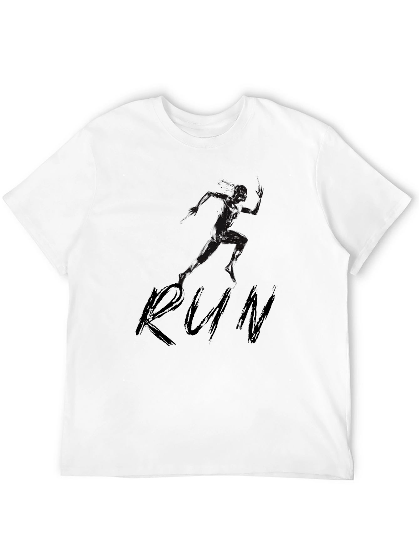 Mens Black RUN Graphic T-Shirt