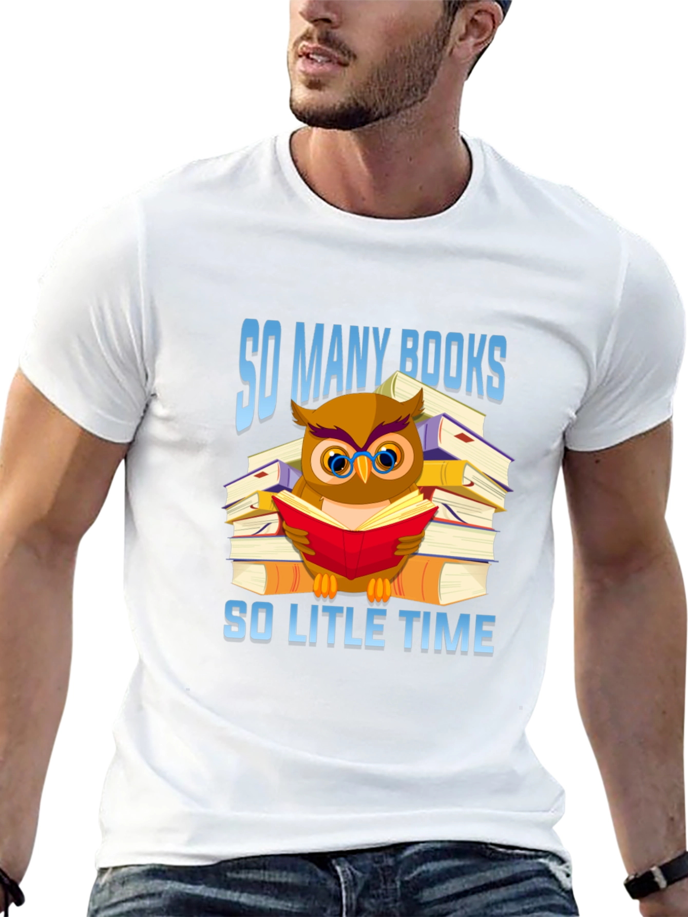 Book Lover T-Shirt: Owl Reading Book Design