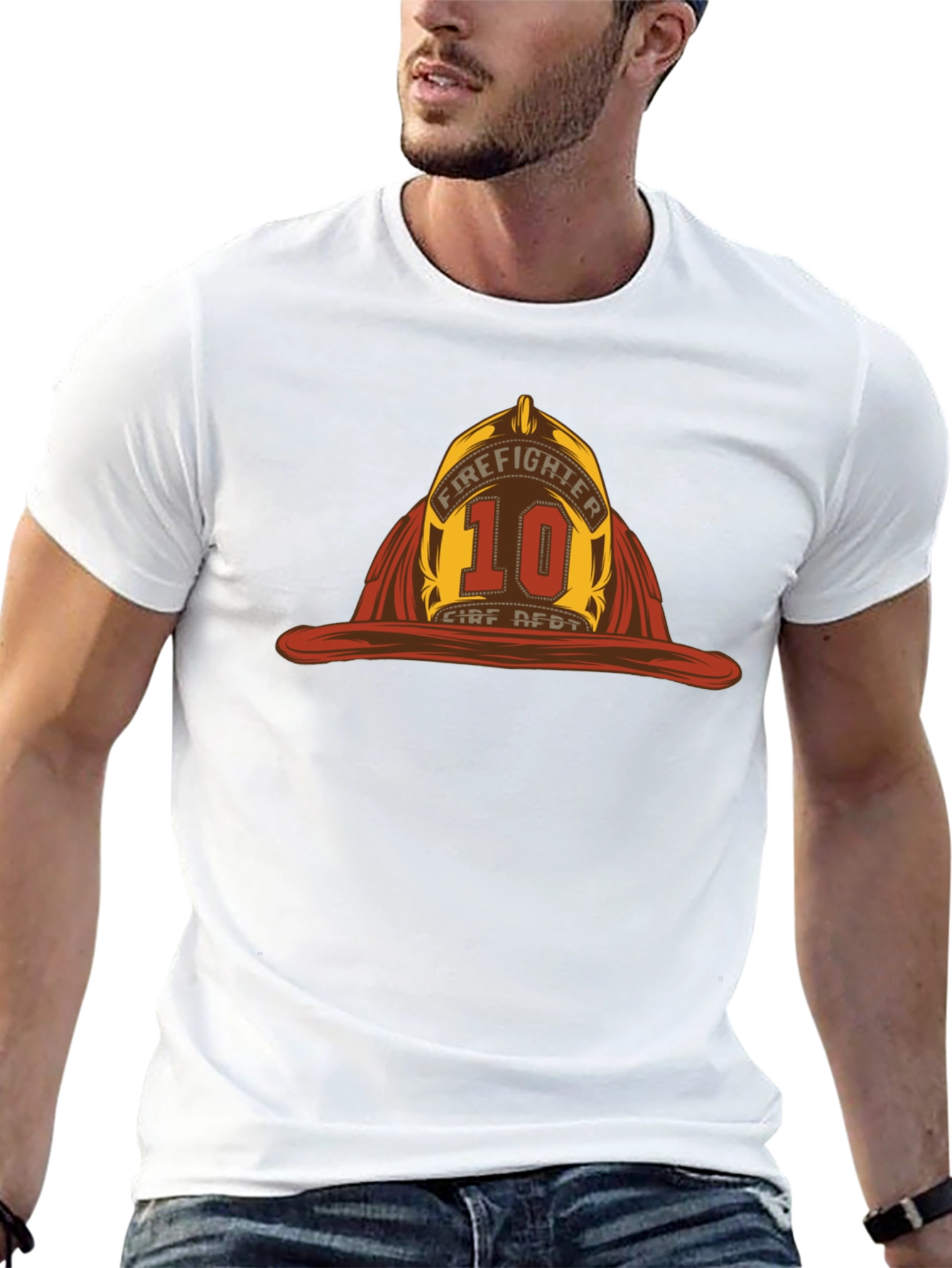 Firefighter Helmet Graphic Black T-Shirt