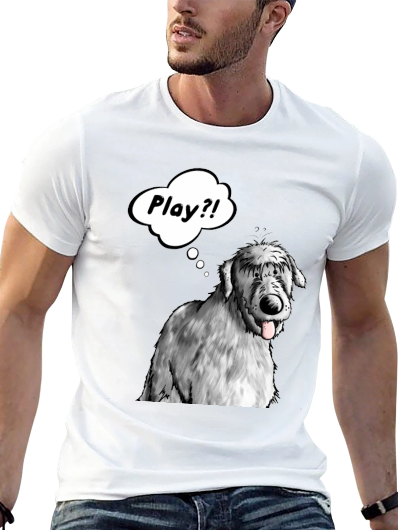Playful Dog Graphic Tee - Black Cotton T-Shirt