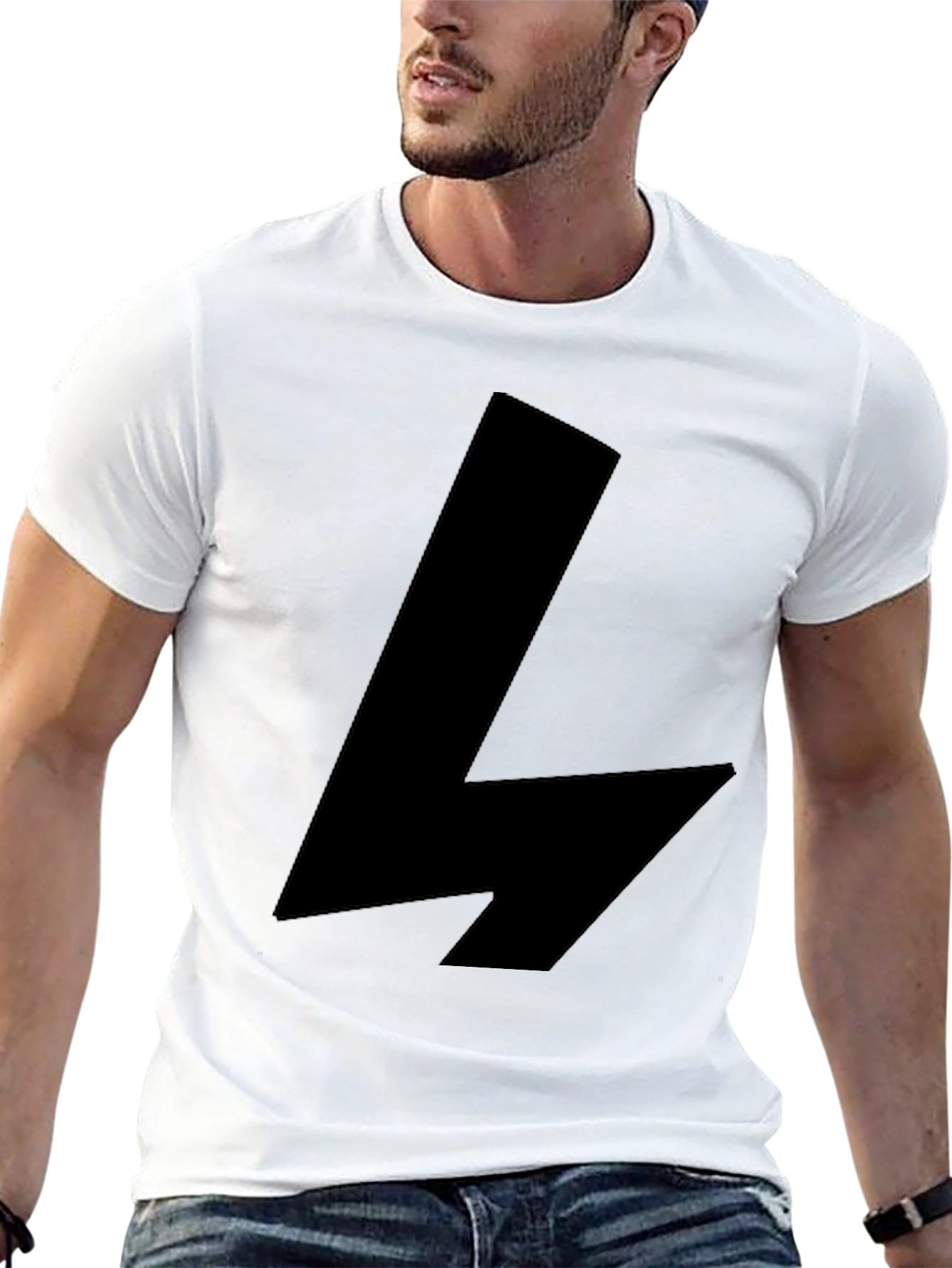 Bold Graphic Tee - Black Lightning Bolt Design
