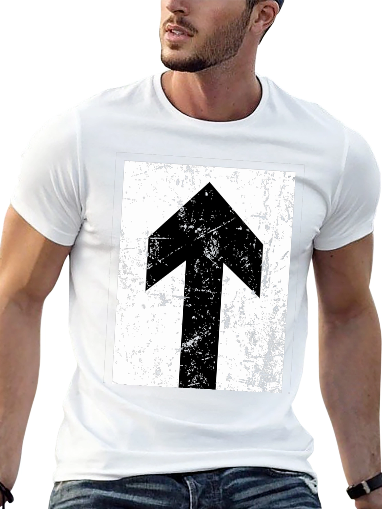 Distressed Arrow Graphic Black T-Shirt