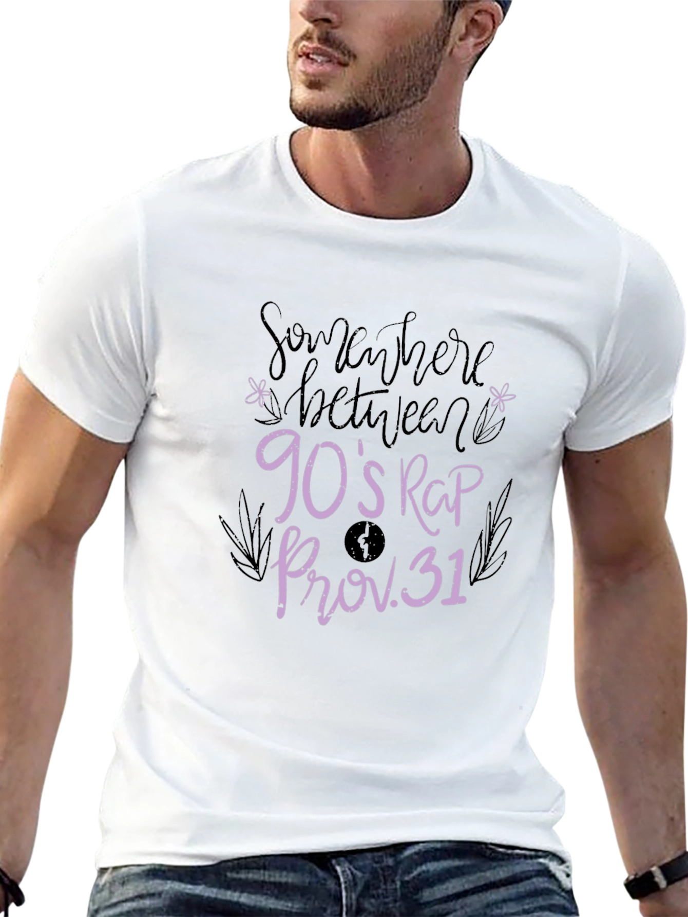 Somewhere Between 90s Rap Proverbs 31 Black T-Shirt