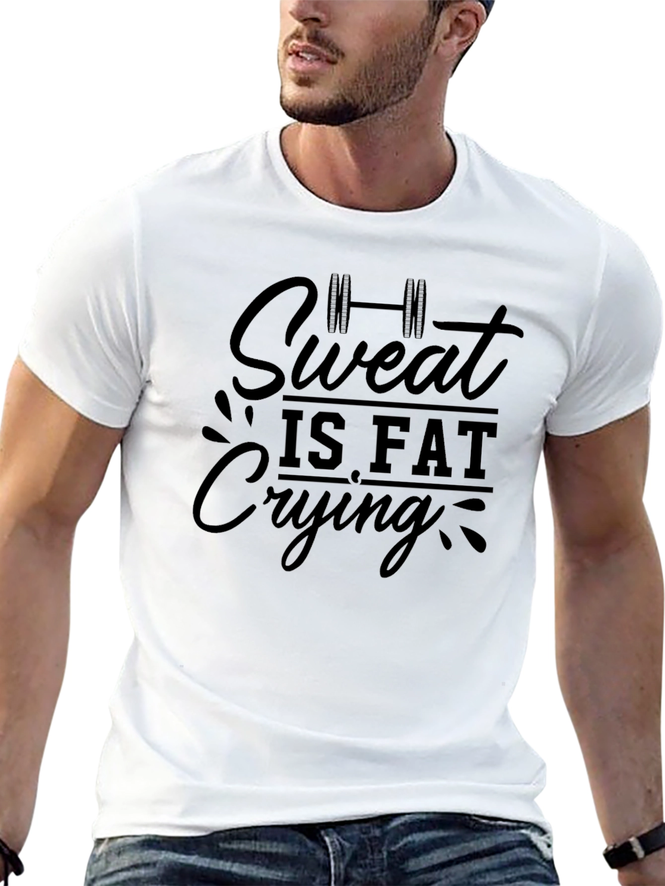 Sweat Is Fat Crying Black Graphic Tee