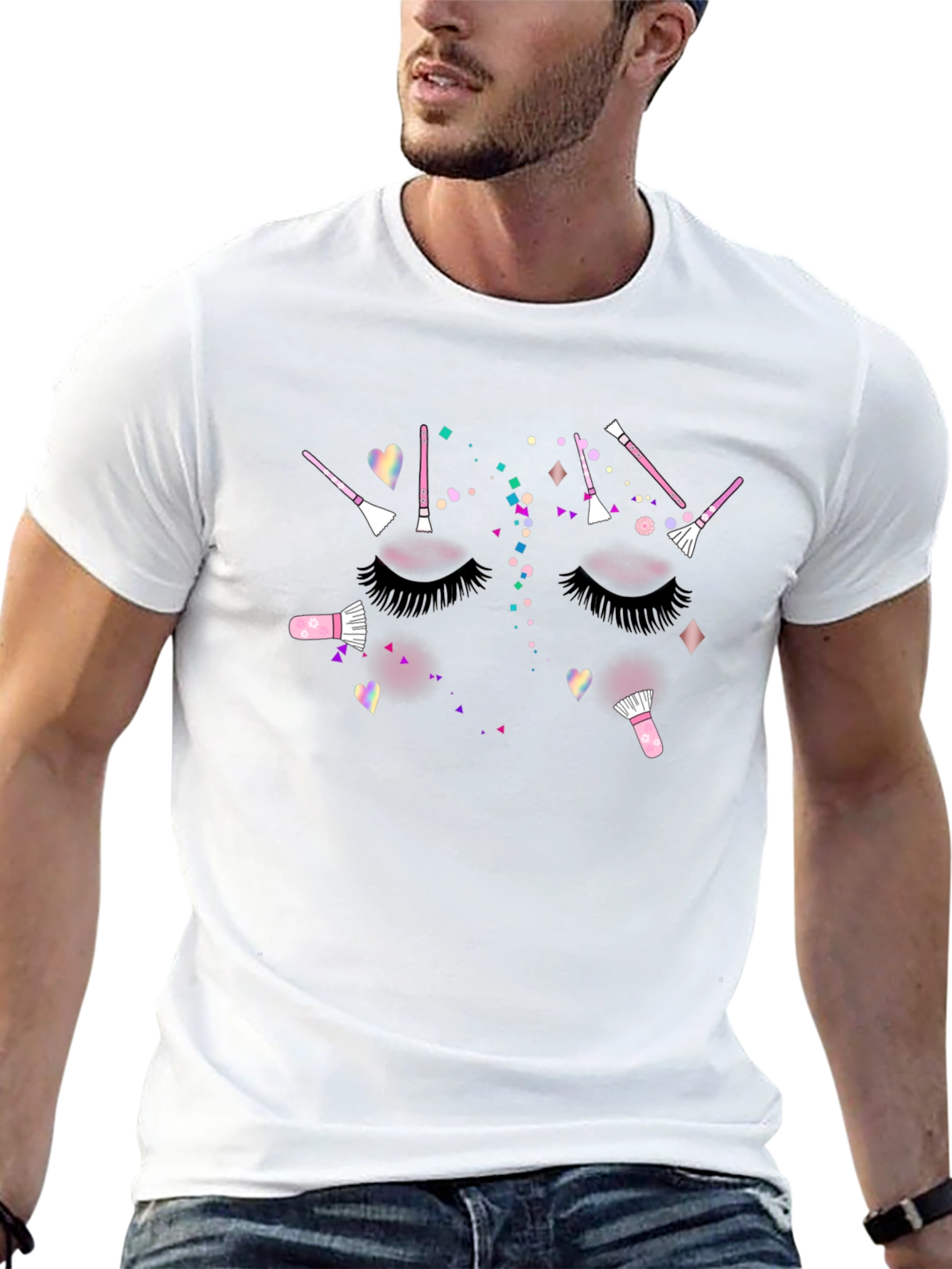 Makeup Lashes Brush Graphic Black T-Shirt
