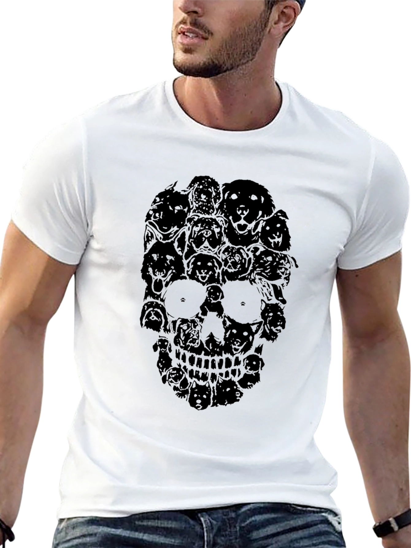 Skull Dog Graphic T-Shirt - Black