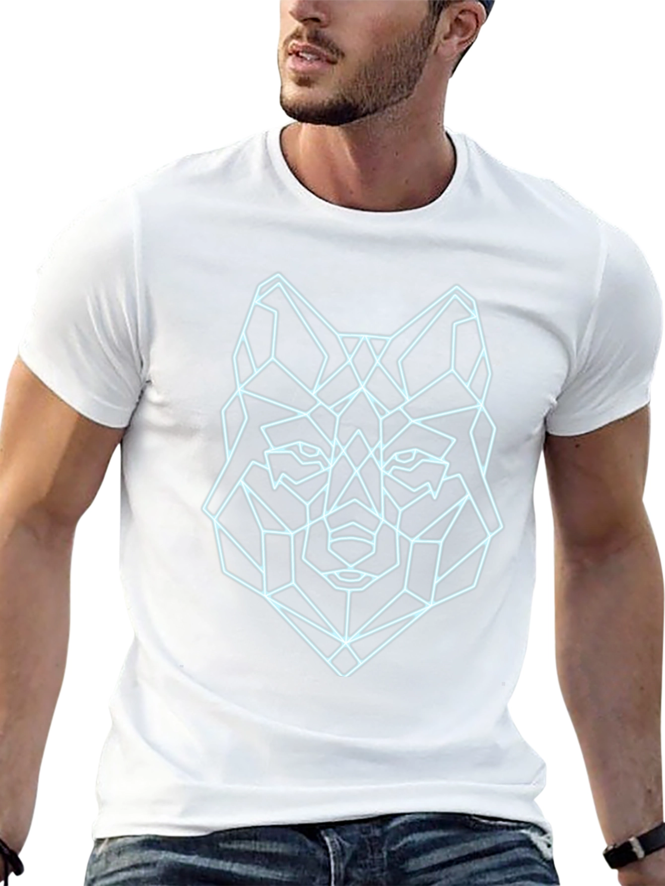 Geometric Wolf Tee - Modern Graphic Print