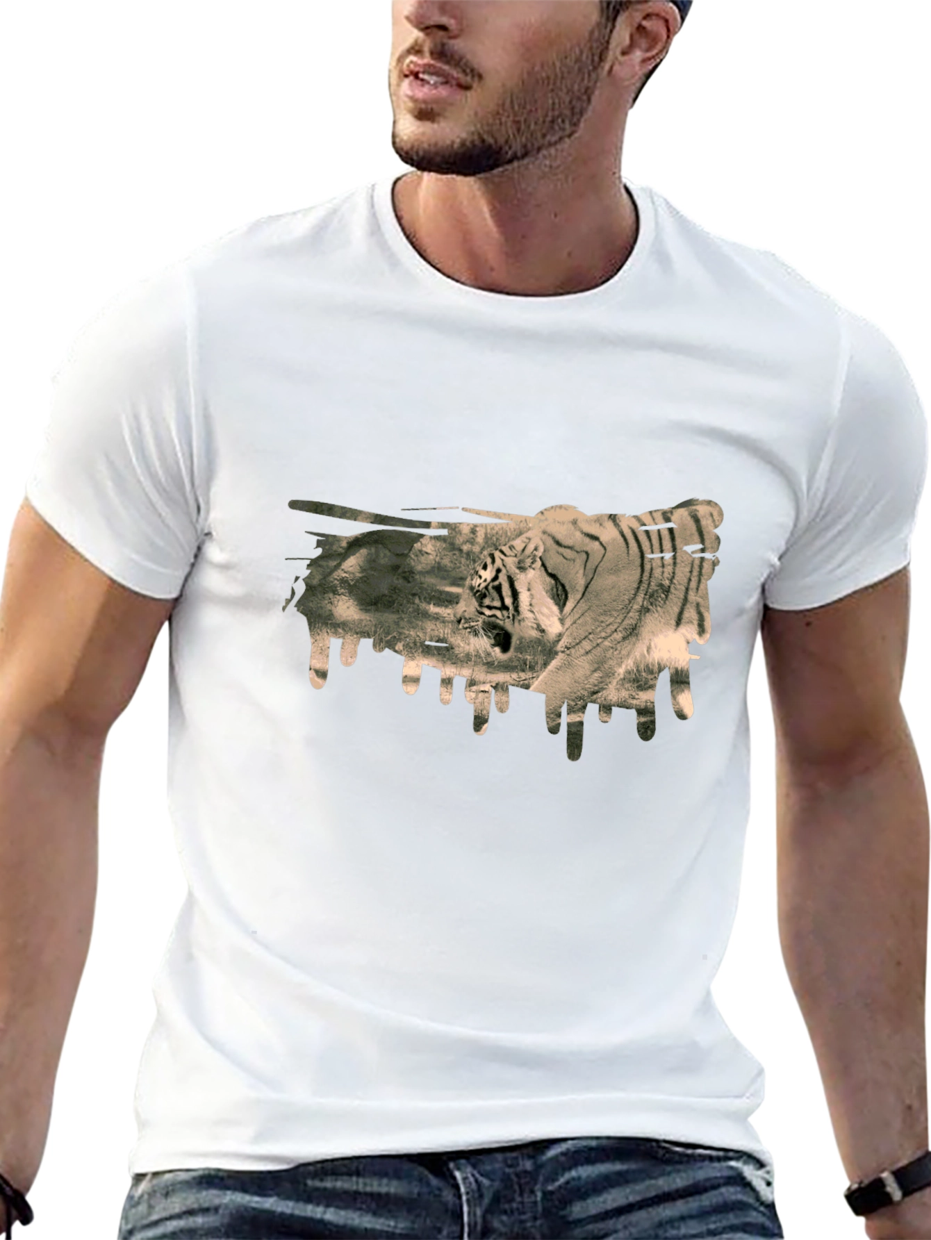 Tiger Graphic Print Black T-Shirt