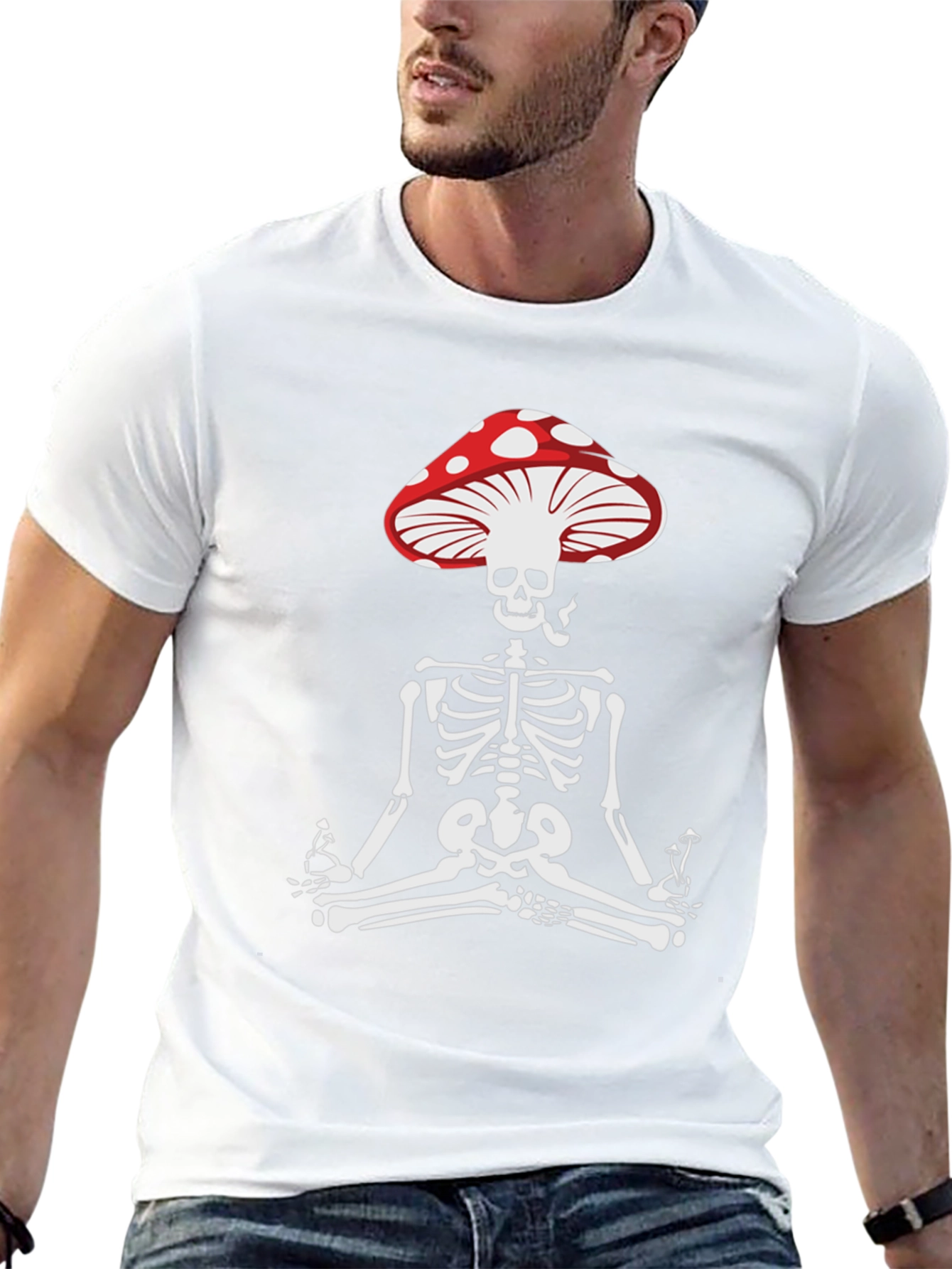 Mushroom Skull Tee - Meditating Skeleton T-Shirt
