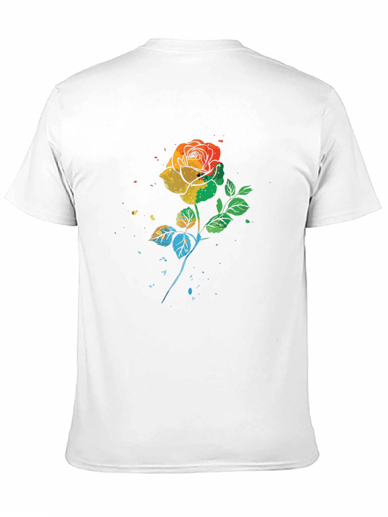 Rainbow Rose Graphic Black T-Shirt
