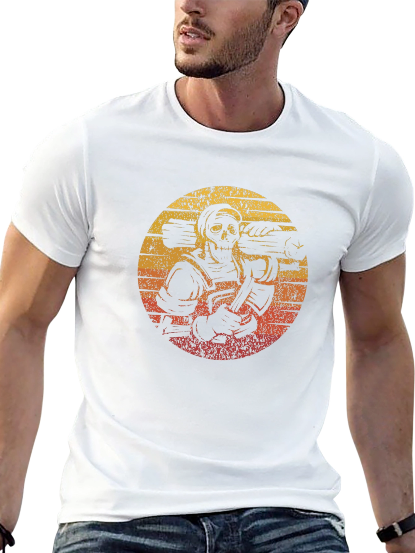 Retro Skeleton Firefighter T-Shirt